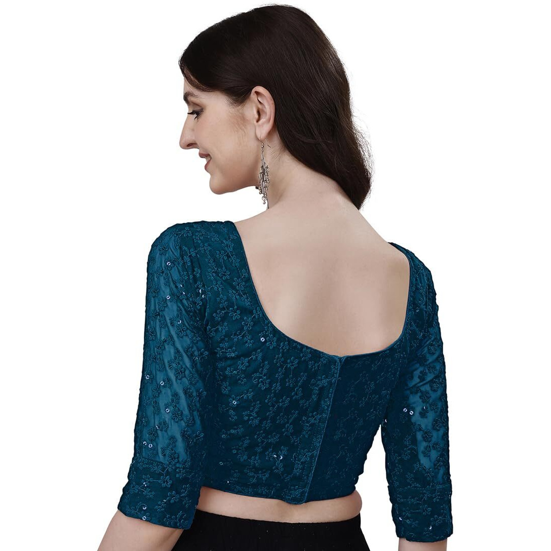 Pujia Mills Blouse For Women Blouse Readymade Stylish Design Blouses For Women Readymade Blouse For Women Stylish Fancy Blouse Stitched Blouse For Women Saree Blouse Sky Blue Blouse Readymade