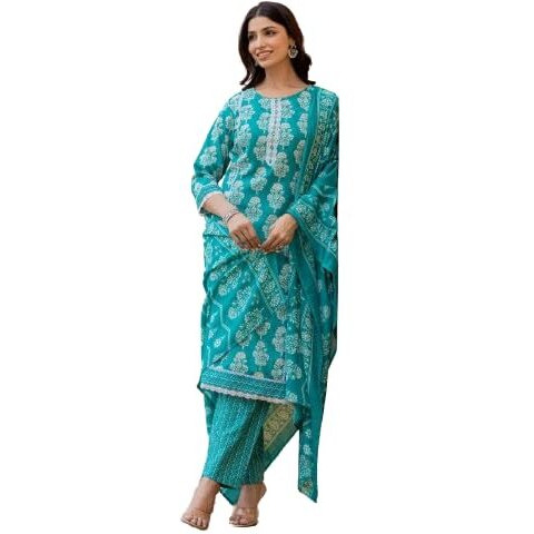 Varanga Women's Crepe Solid Regular Kurta Bottom Set