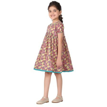 Fabindia Kids Cotton Printed Kurta Pink_10-12Y