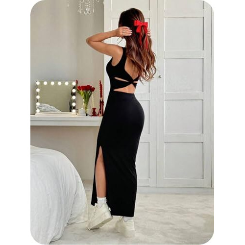 Greciilooks Dress For Women | Lycra | One-Piece | Sleeveless | Bodycon | Black Color Dress For Women (In, Alpha, M, Black)