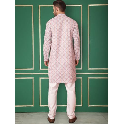 Jompers Men's Purple Floral Printed Kurta With Churidar (Purple, Xxl)