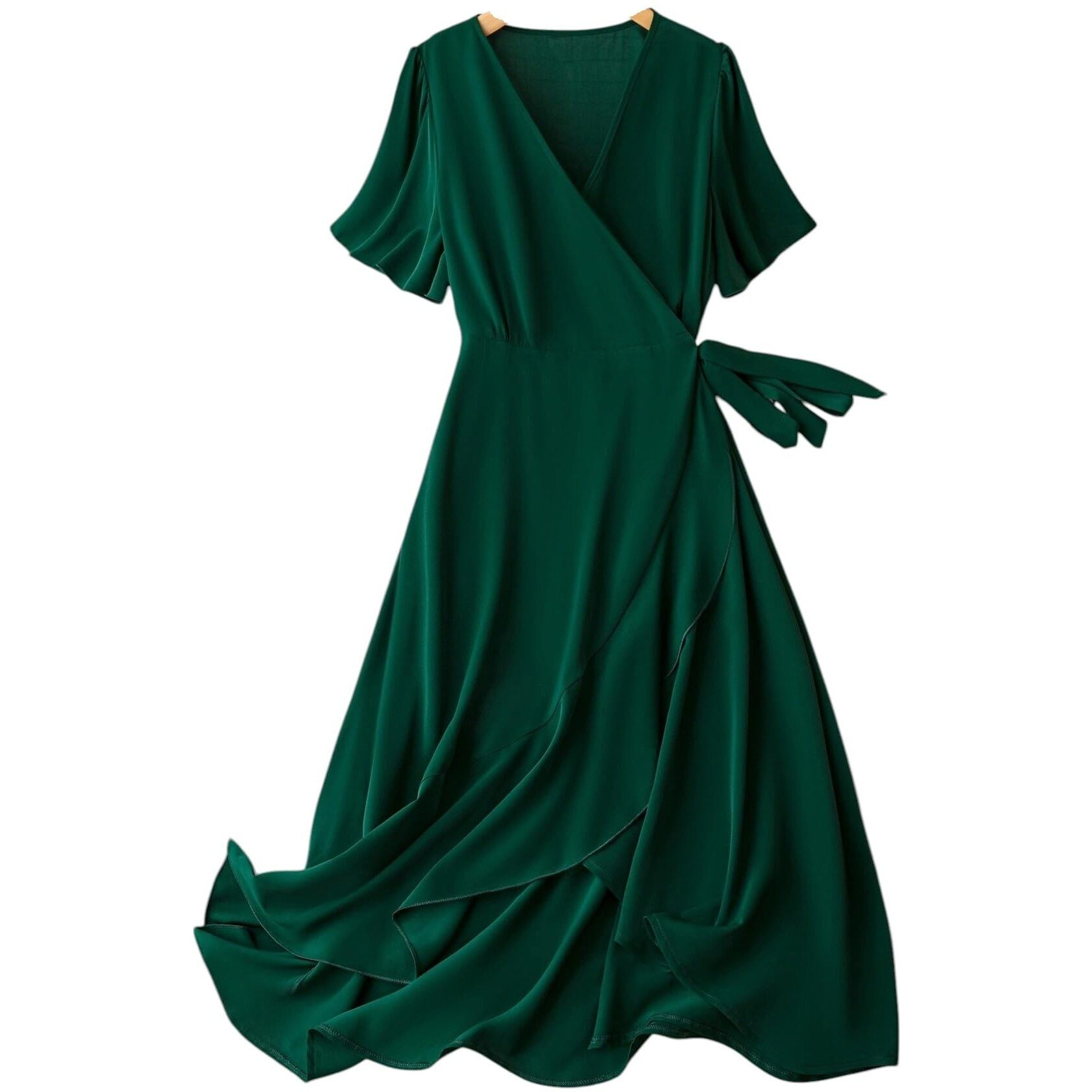 Litzo Women's Lycra A-Line Maxi Dress (L-58-S_Green