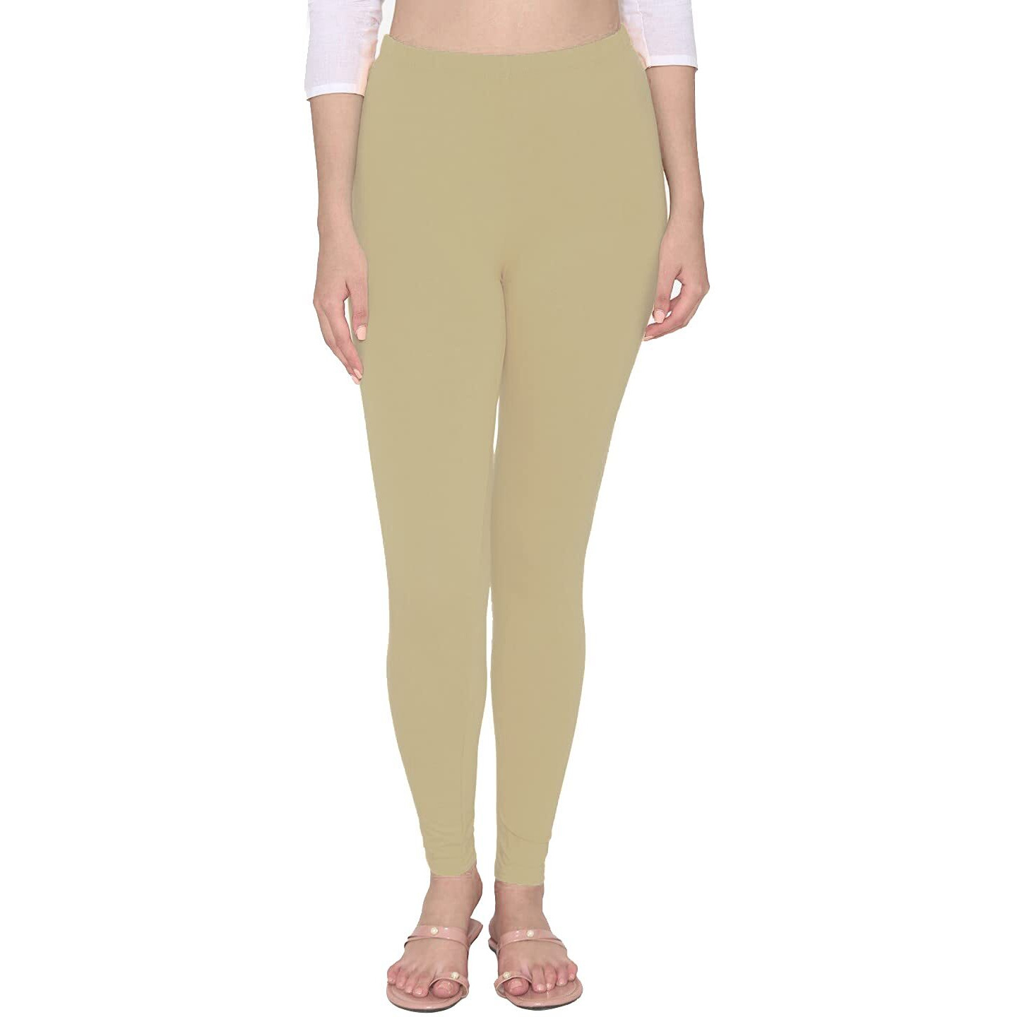 Shasmi Women's Leggings Cotton Lycra 4 Way Stretchable Skin Fit Light Chikku Colored Ankle Length Leggings For Women (Leggings Ankle) (Plus Size(3Xl/4Xl), Light Chikku)