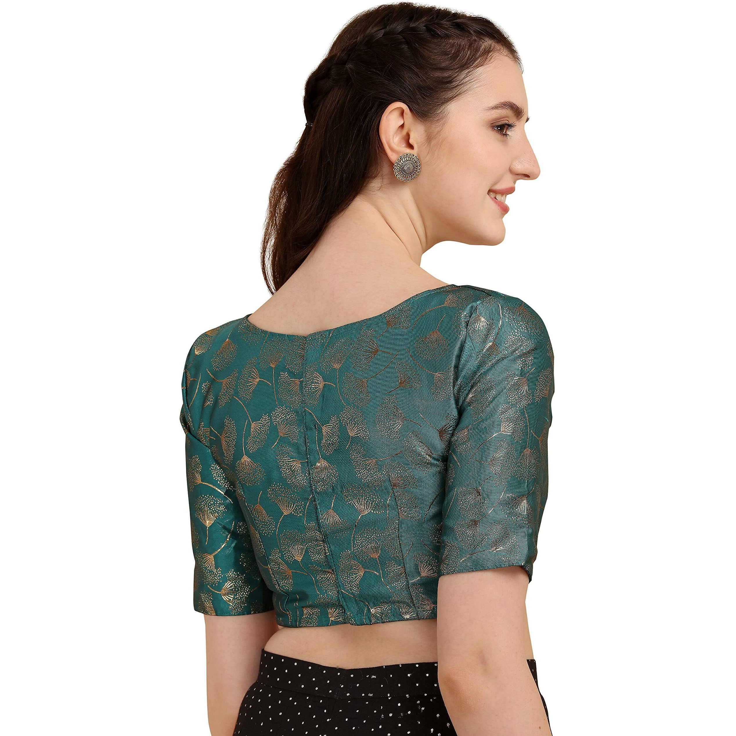 Oomph Jacquard Green Readymade Blouse For Women - Rbbl115Xxl
