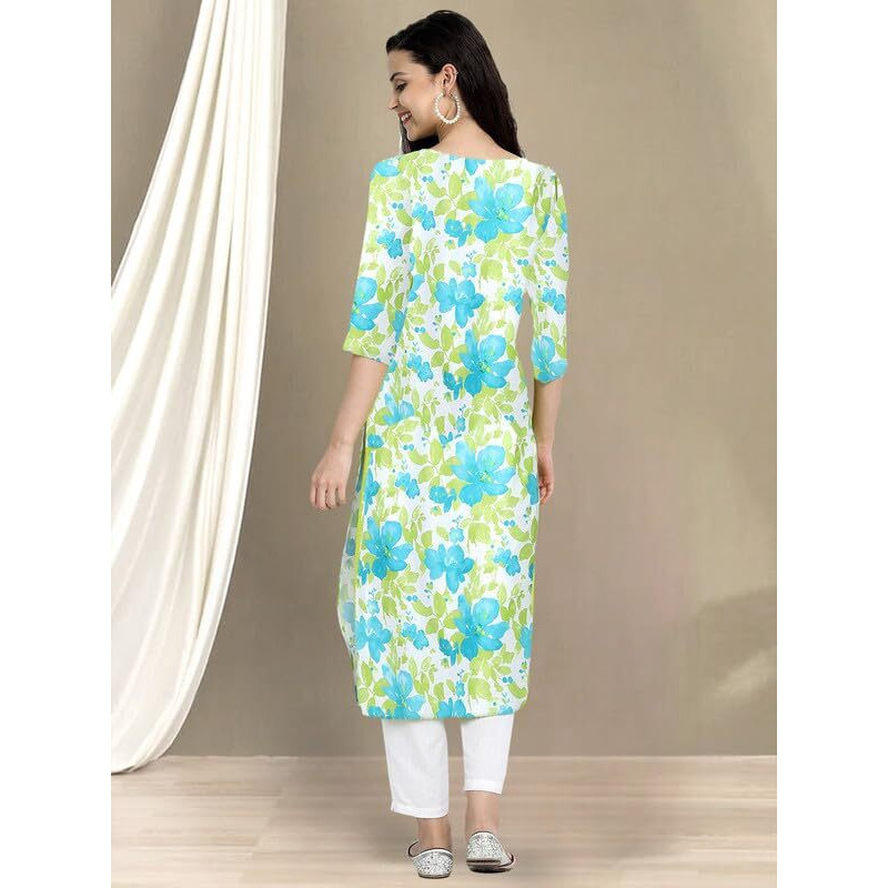 Pinkmint Womens Cotton Kurti's L Fancy Printed Kurta L Regular Home Wear L Printed Cotton Kurti (Pack Of 1) Sky