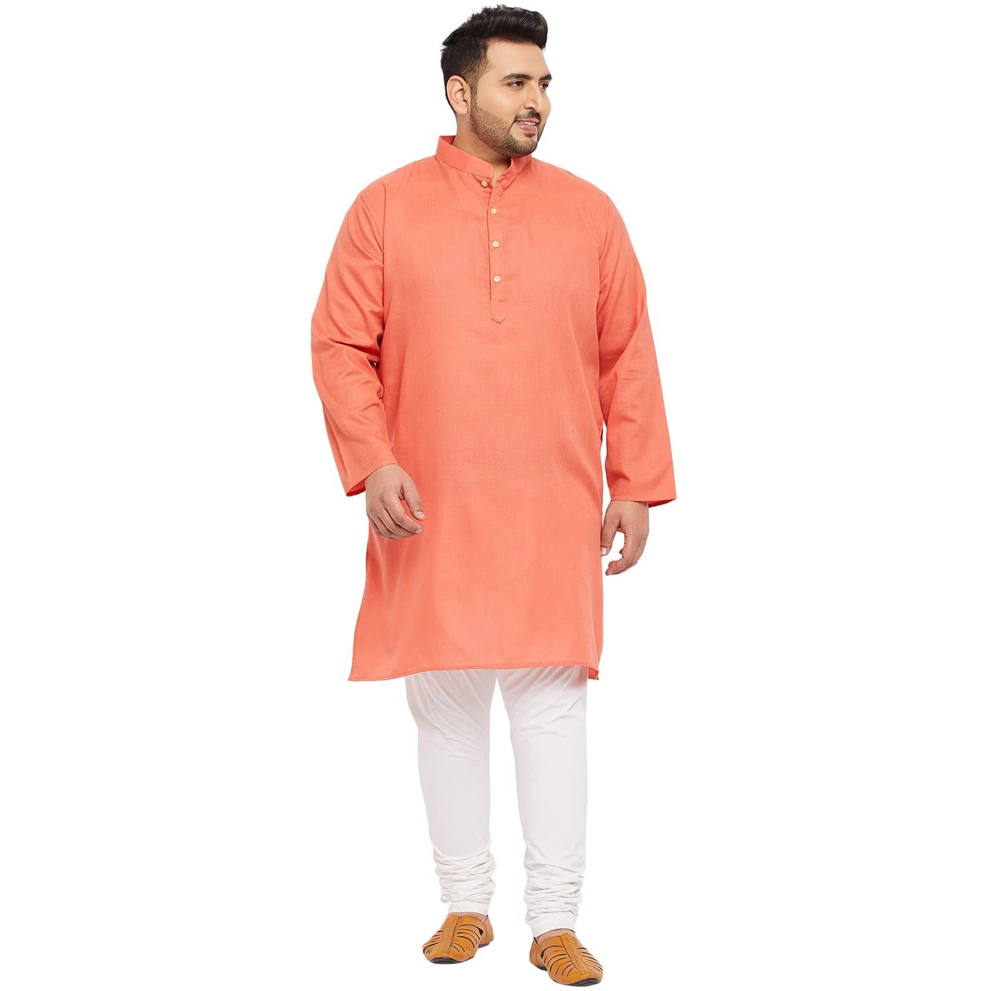 Bigbanana Plus Size Mens Regular Fit Kurta (Ullas-Peach,Peach,6Xl)