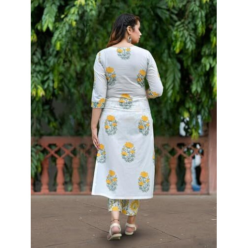 Pinkmint Women's Hevy Cotton Blend White Kurta Set L Stitched Printed Dupatta Set L Stylish Women Festival Dress (Pack Of 1)