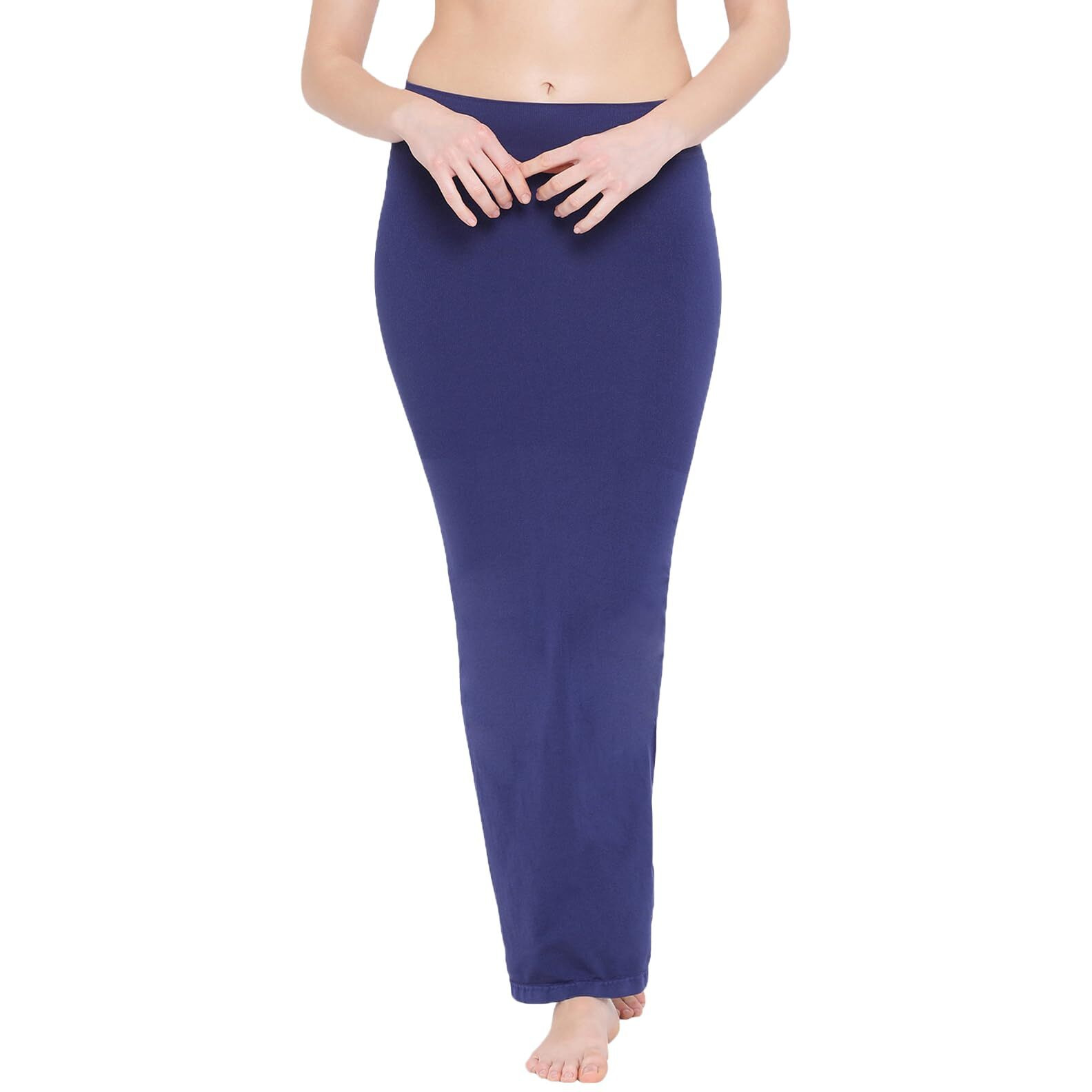 Clovia Women's Petticoat Style Saree Shapewear With Side Slit (Sw0023P08_Dark Blue_L)
