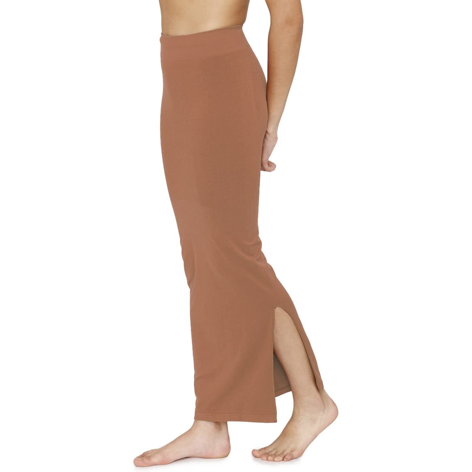 Zivame All Day Seamless Mermaid Saree Shapewear With Removable Drawcord |Shaping Petticoat- Brown1