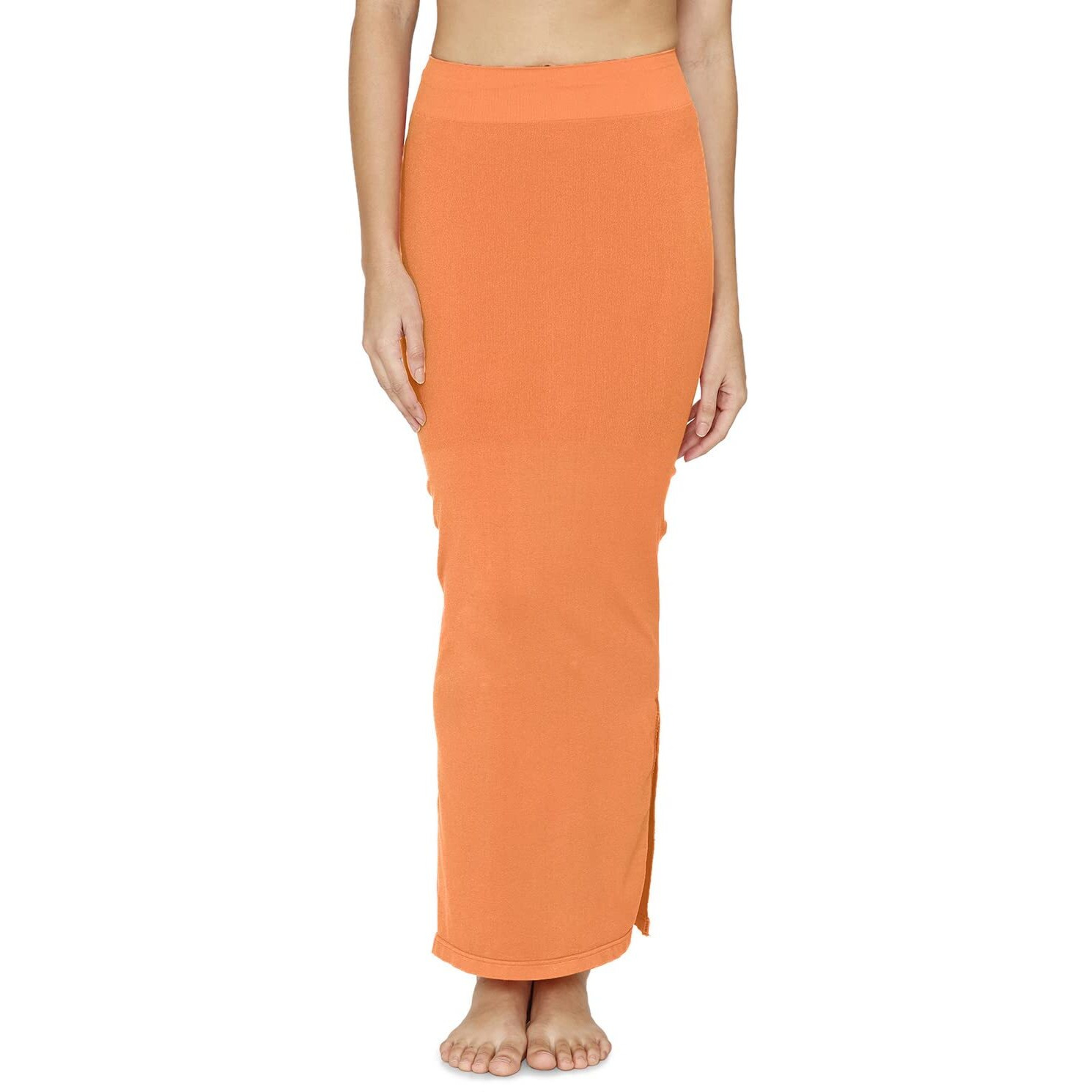 Zivame All Day Seamless Mermaid Saree Shapewear With Removable Drawcord For Women - Orange1