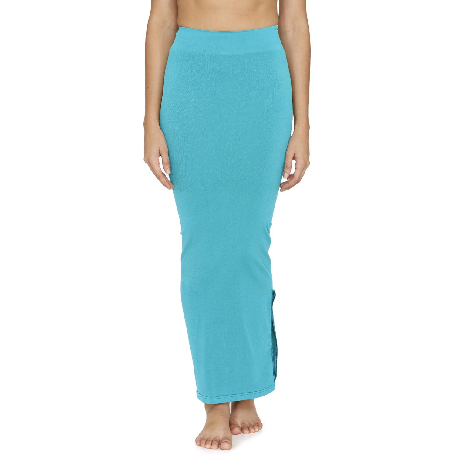 Zivame All Day Seamless Mermaid Saree Shapewear With Removable Drawcord For Women - Turq Blue1