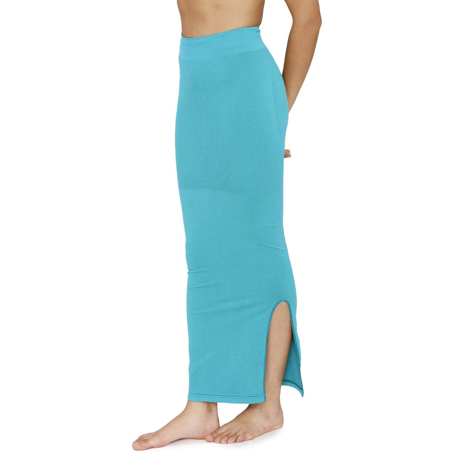 Zivame All Day Seamless Mermaid Saree Shapewear With Removable Drawcord For Women - Turq Blue1