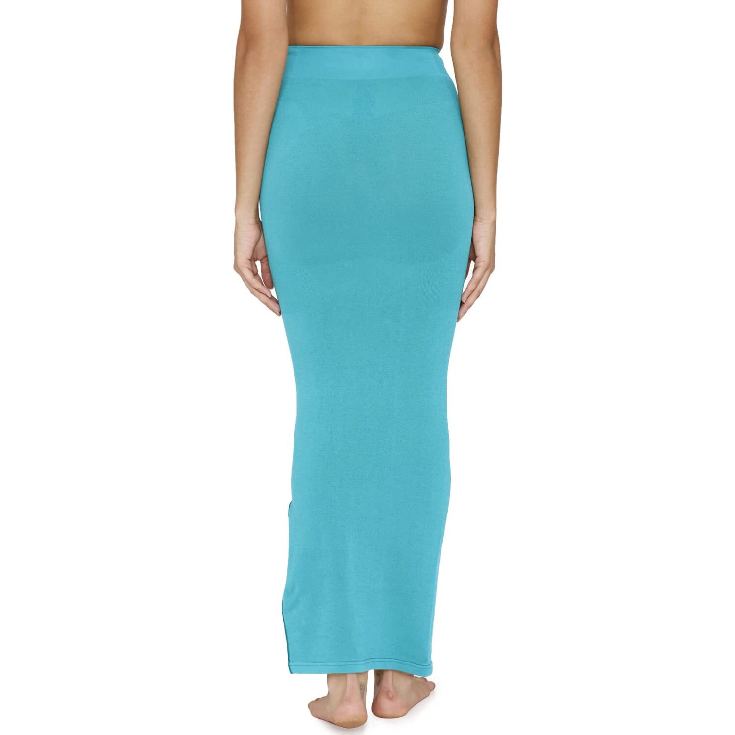 Zivame All Day Seamless Mermaid Saree Shapewear With Removable Drawcord For Women - Turq Blue1