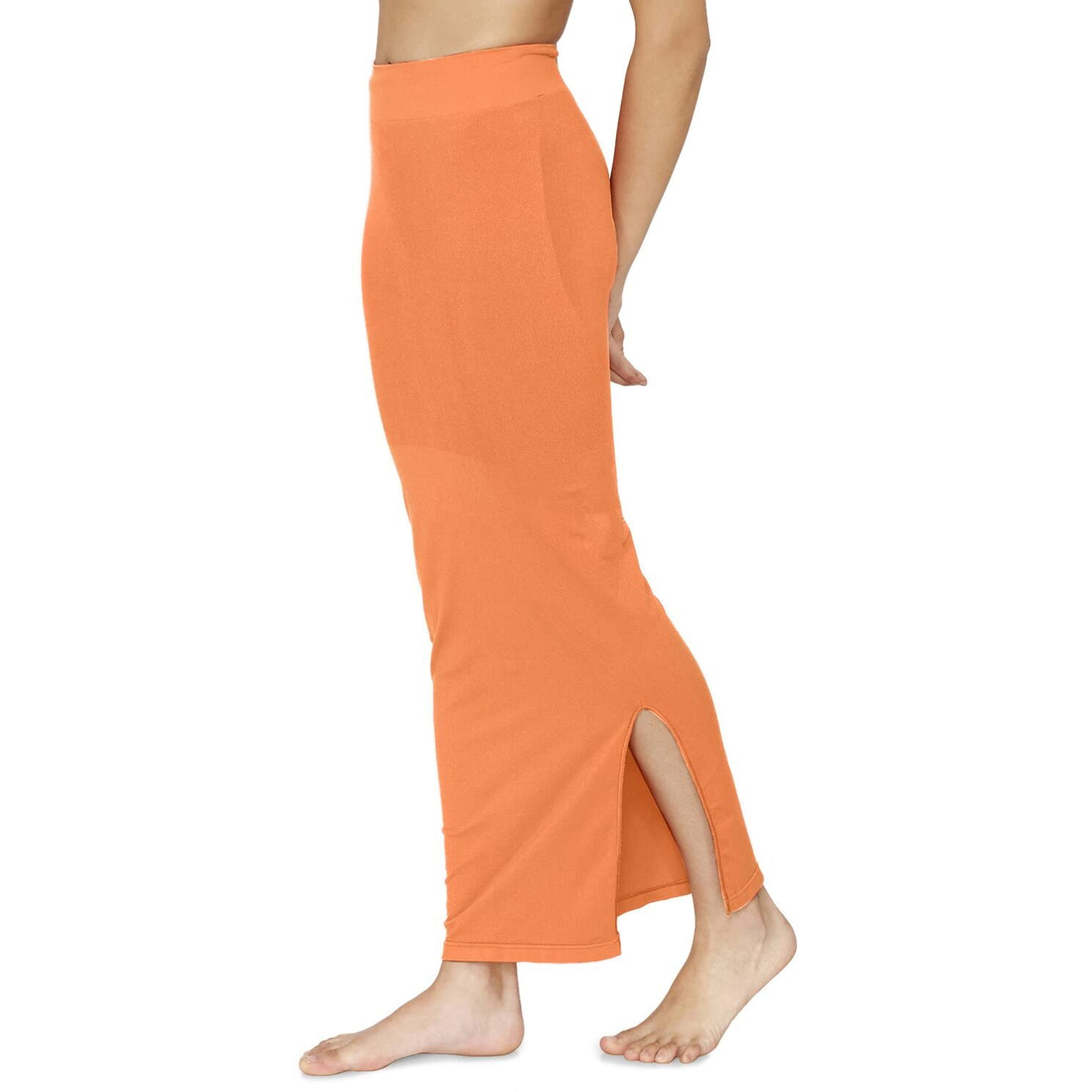 Zivame All Day Seamless Mermaid Saree Shapewear With Removable Drawcord |Shaping Petticoat- Orange