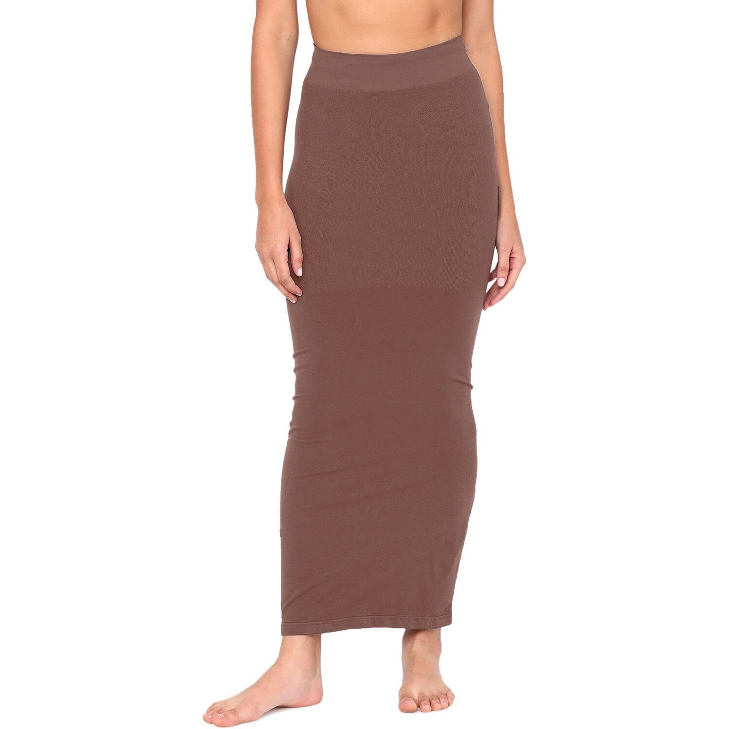 Zivame All Day Seamless Mermaid Saree Shapewear With Removable Drawcord |Shaping Petticoat- Nutmeg1 Brown