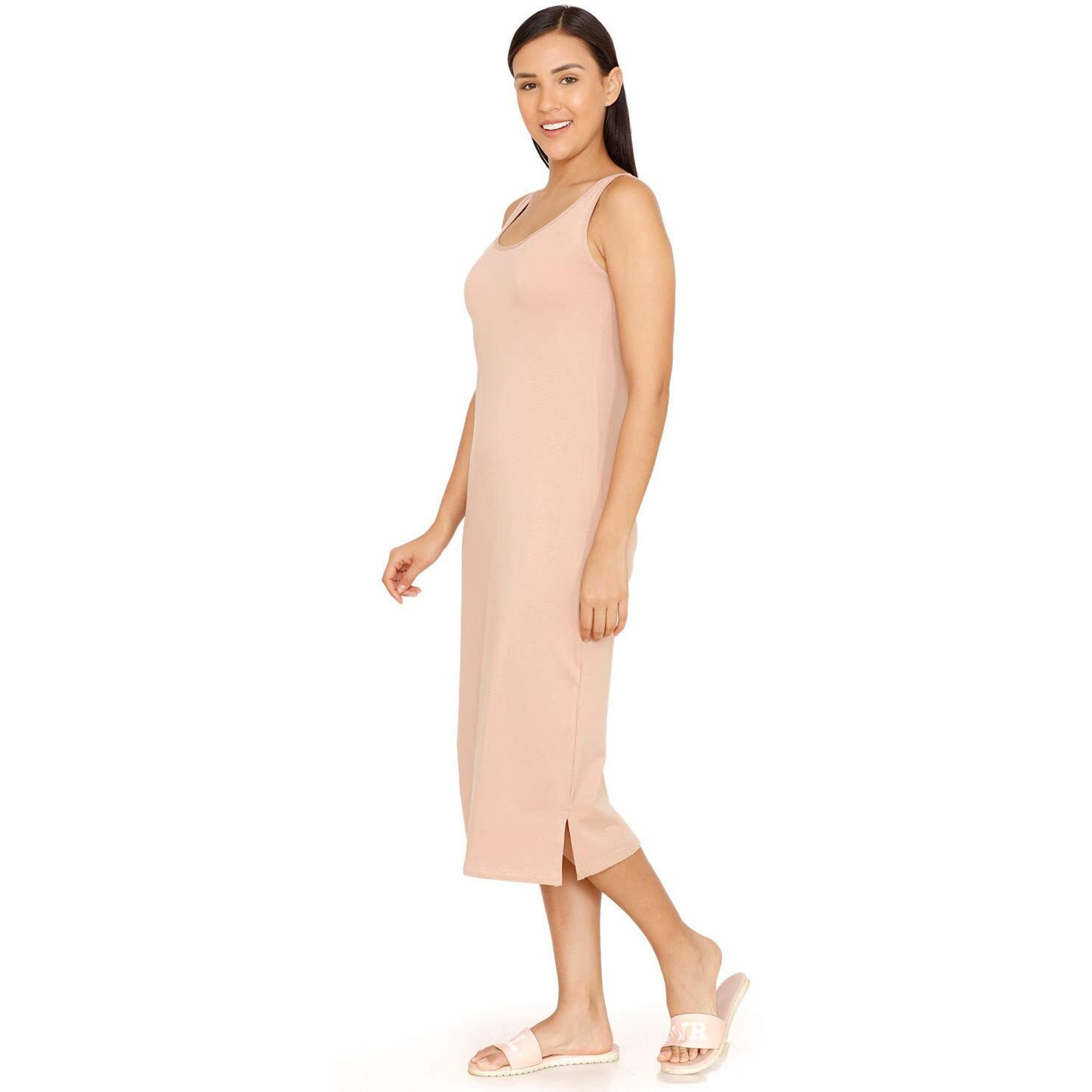 Zivame Knit Cotton Kurti Slip For Women - Roebuck Beige
