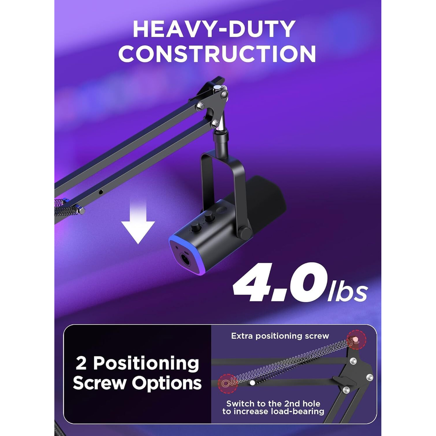 DIGIMORE D-110 Microphone Arm Stand, Adjustable Suspension Boom Scissor Mic Stand with | Pop Filter | Mic Clip | Upgraded Heavy Duty Clamp for Hyperx, Blue Yeti, Rode, Elgato