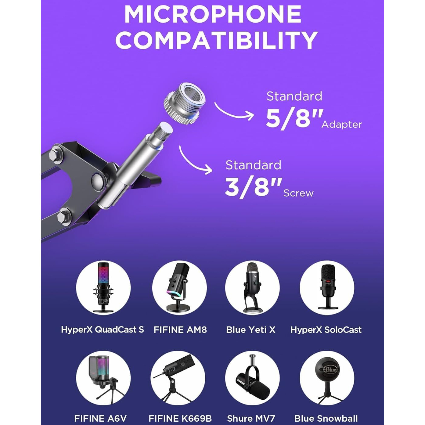 DIGIMORE D-110 Microphone Arm Stand, Adjustable Suspension Boom Scissor Mic Stand with | Pop Filter | Mic Clip | Upgraded Heavy Duty Clamp for Hyperx, Blue Yeti, Rode, Elgato