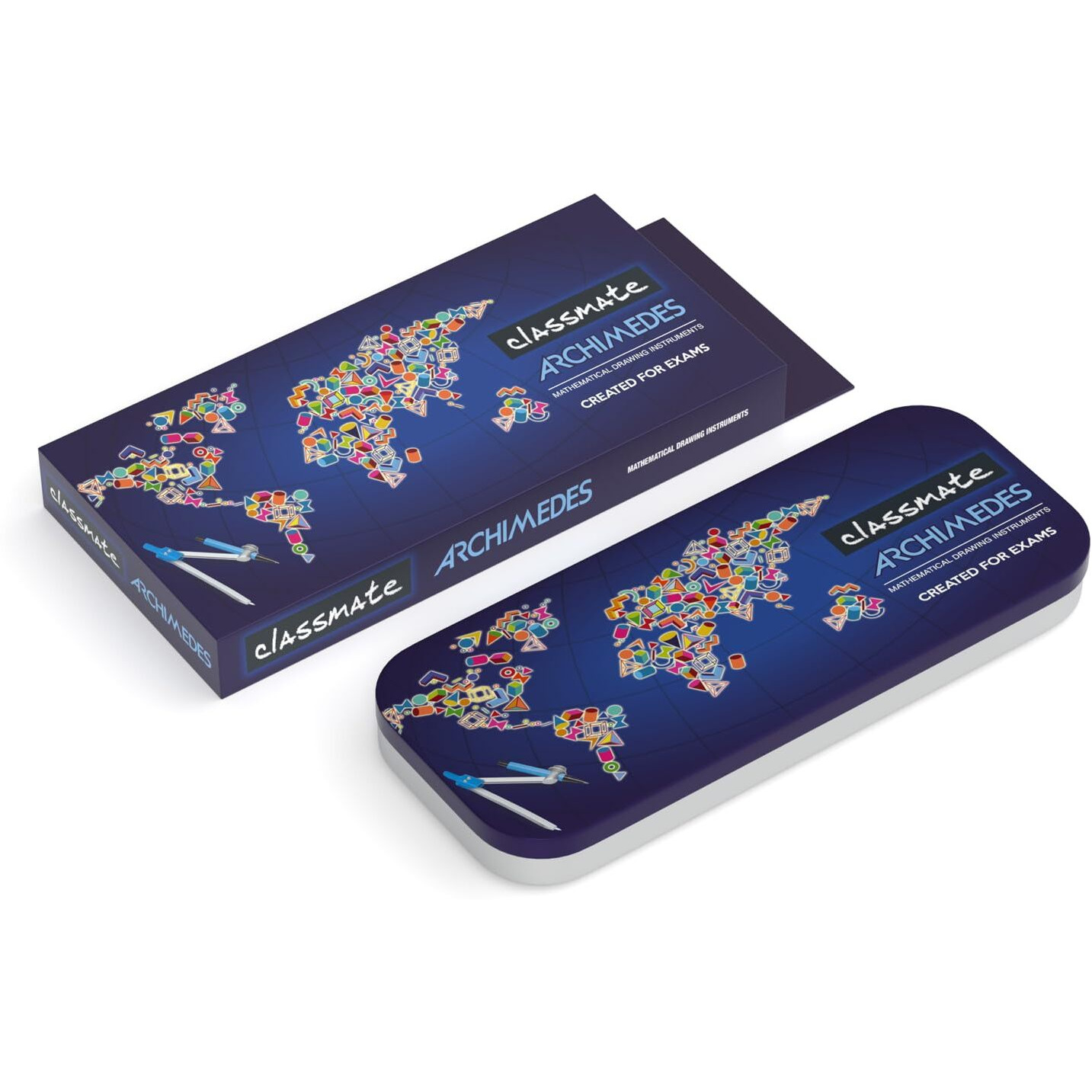 Classmate Archimedes Geometry Box | Long-Lasting Die-Cast Instruments | Compass & Set-Square | Protractor & Set-Square | Best Accuracy Guaranteed | Best Geometry Box for Kids