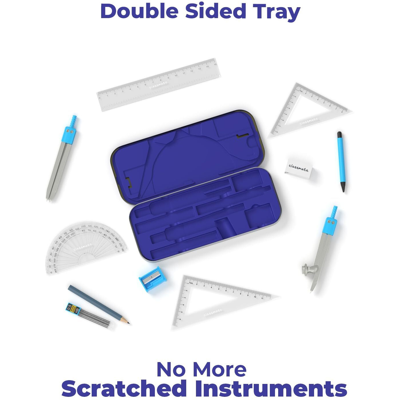 Classmate Archimedes Geometry Box | Long-Lasting Die-Cast Instruments | Compass & Set-Square | Protractor & Set-Square | Best Accuracy Guaranteed | Best Geometry Box for Kids