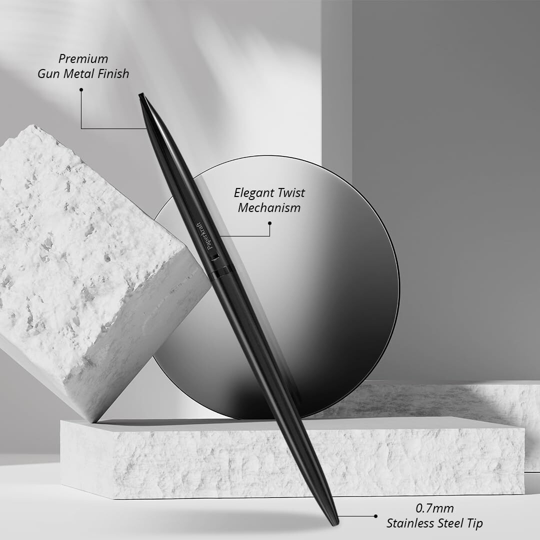 Paperkraft Beethoven Gun Metal Lissome - Blue Ball Pen(Pack of 1) | Limited Edition | Elegant & Classic Metal Finish | Premium Gifting Products | All Metal body | Official meeting essentials(04030336)