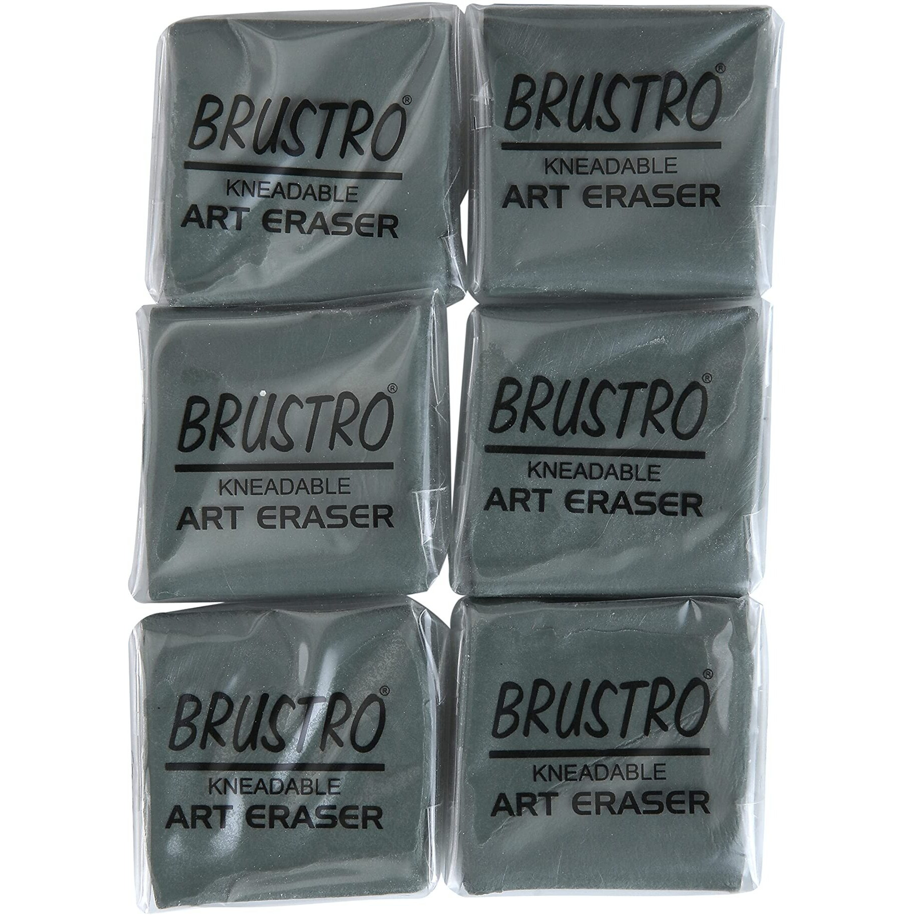 Brustro Kneadable Art Eraser | Pack of 6 | Ideal for Students and Adults, Soft, Durable, Charcoal, Cleaning, Lightening, Correction of Drawings, Sketching, Art, Fineart, School, Office Use