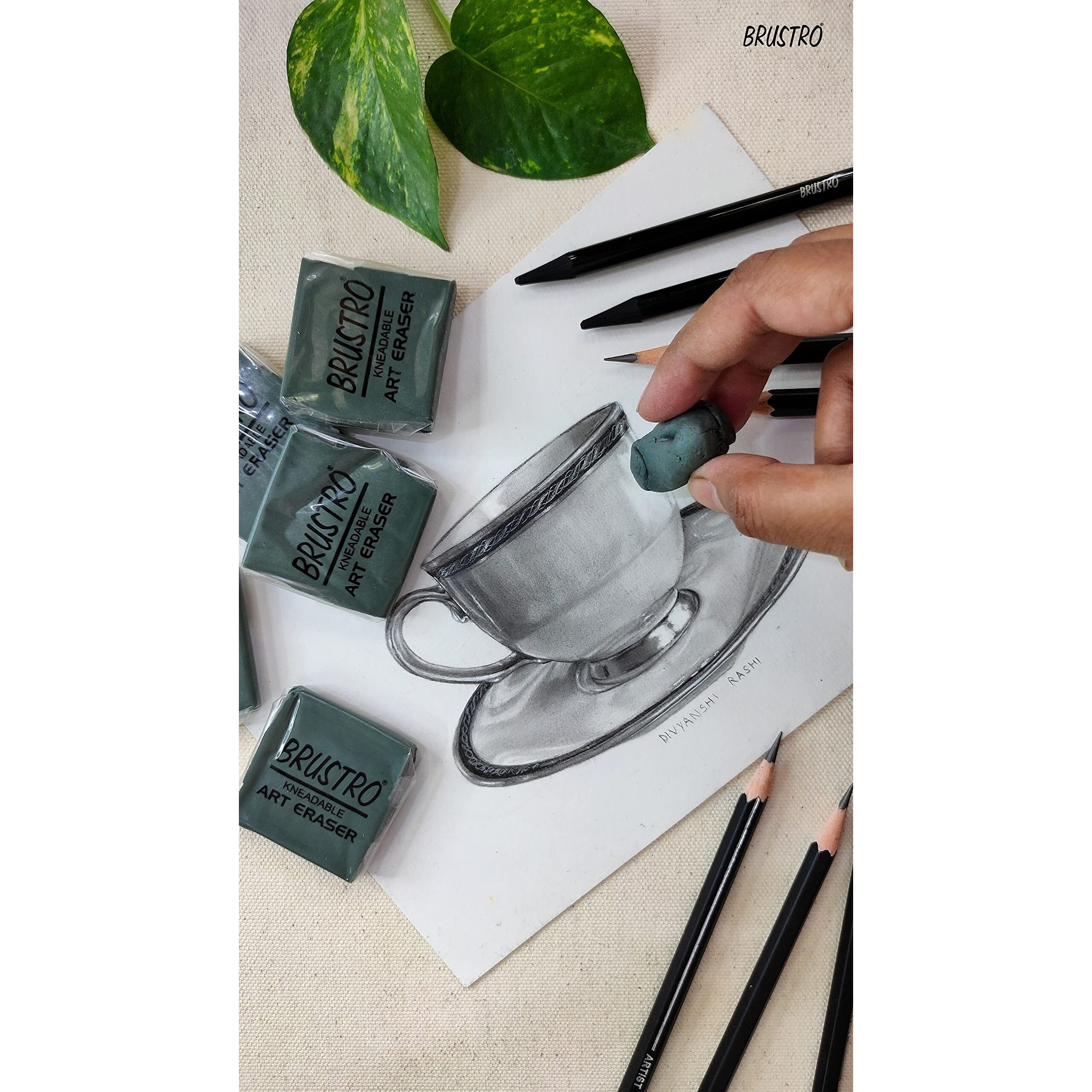 Brustro Kneadable Art Eraser | Pack of 6 | Ideal for Students and Adults, Soft, Durable, Charcoal, Cleaning, Lightening, Correction of Drawings, Sketching, Art, Fineart, School, Office Use