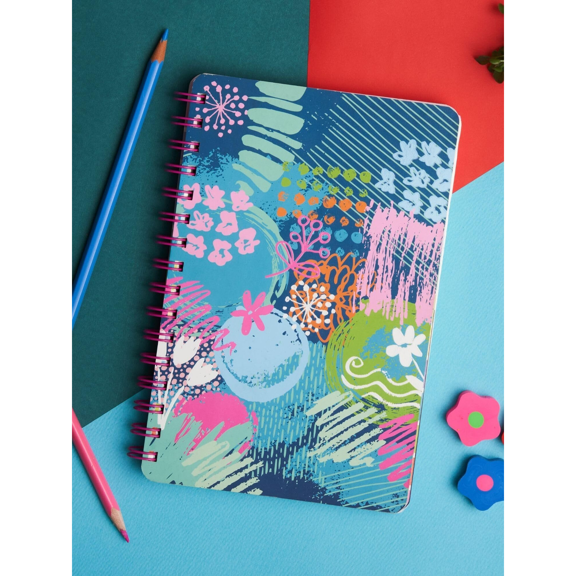 Doodle | The Happiness 2025 Wiro Bound Planner with Sticker Sheets | A5 | Hard Bound | Undated | Yearly, Monthly, Daily Planner Diary with Theme Based Activity Pages, Tear Away Note Cards & Quote Cards I To Do Lists I 216 Ruled Pages I 80 GSM (Impressionist)