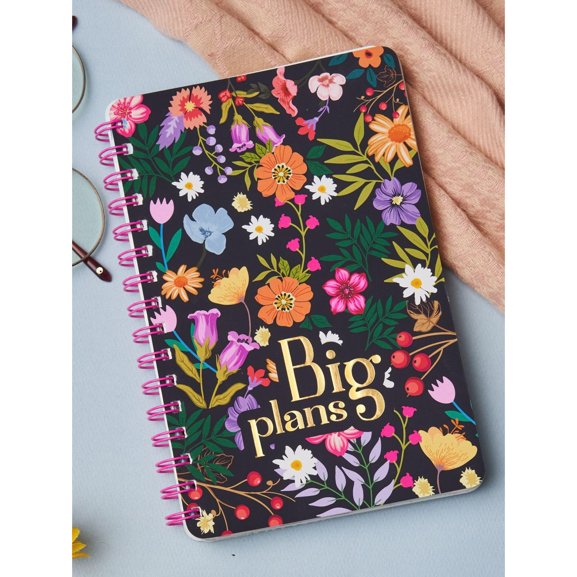 Doodle | The Happiness 2025 Wiro Bound Planner with 100+ Stickers | A5 | Hard Bound | Undated | Yearly, Monthly, Daily Planner Diary with Theme Based Activity Pages, Tear Away Note Cards & Quote Cards I To Do Lists I 216 Ruled Pages I 80 GSM (Plan Big)