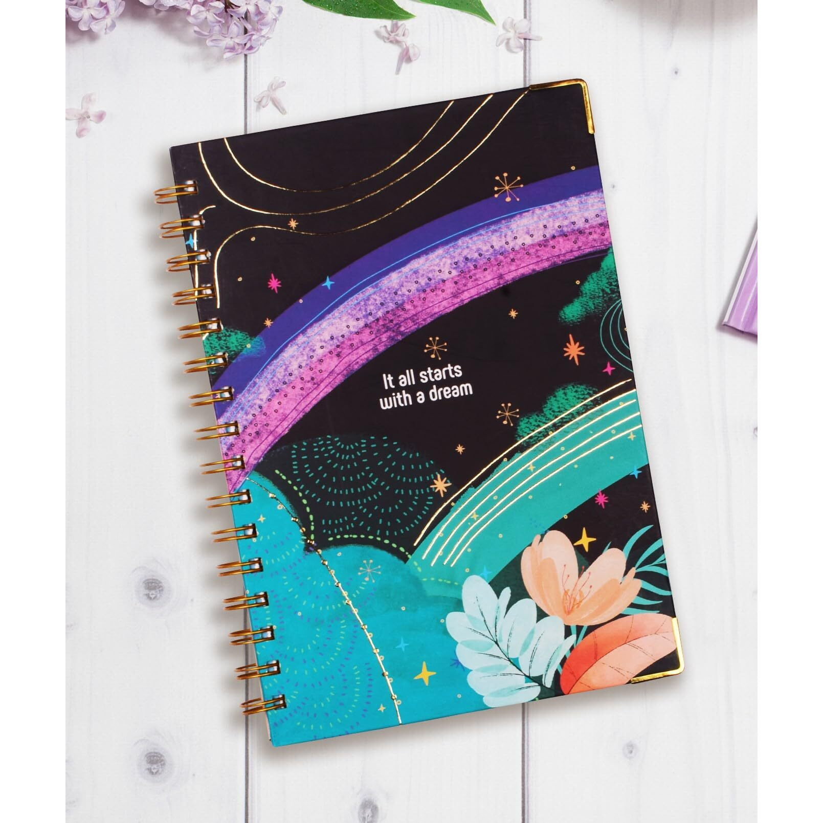 Doodle Daily Planner I A5 I Hard Cover I Plan your day | To do List (Daily Planner, Dreamy Start - Black)