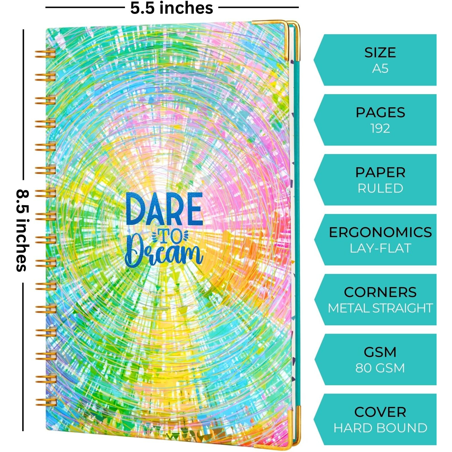 Doodle Undated Daily Planner | A5 Hard Cover | Wiro Bound | 192 Ruled Pages | 80 GSM | Lay Flat Design | Metal Corners | Plan your day, To do List- (Bring it on)