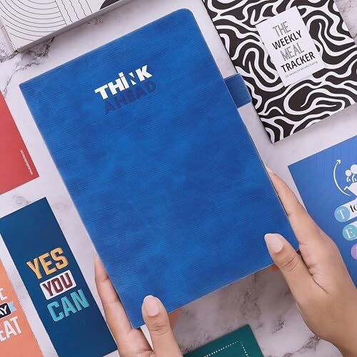 DOODLE A5 Productivity Planner Kit Undated Hard Bound|288 Pages|12 Monthly+Pocket Meal Planner+Stickers+Motivational Quote Cards+Tear Away Bookmarks|Activity Pages, Notes Pages [Kit Future Thinker]