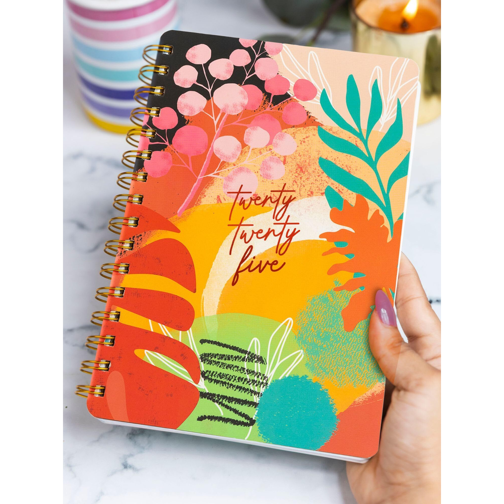 Doodle Wiro Hard Bound A5 Planner with 100+ Stickers | Undated Yearly, Monthly, Daily Planner with 16 Theme Based Activity Pages |16 Tear Away Note Cards & Quote Cards I To Do List | 216 Ruled Pages I 80 GSM (Garden Glory)