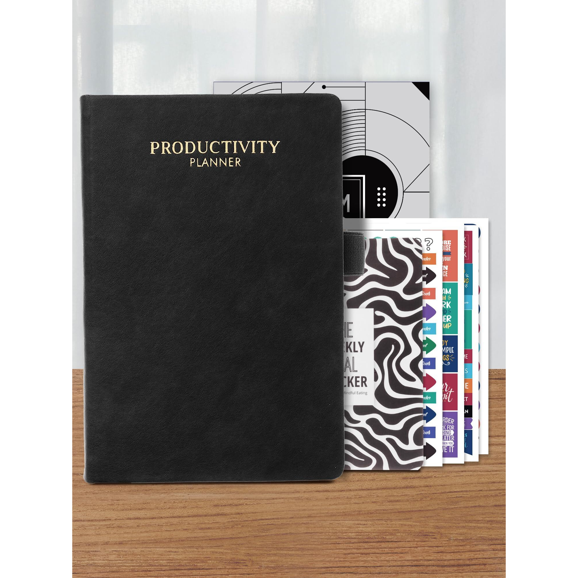 DOODLE A5 Productivity Planner Kit Undated Hard Bound|288 Pages|12 Monthly+Pocket Meal Planner+Stickers+Motivational Quote Cards+Tear Away Bookmarks|Activity Pages, Notes Pages [Productivity Pro-Grey]