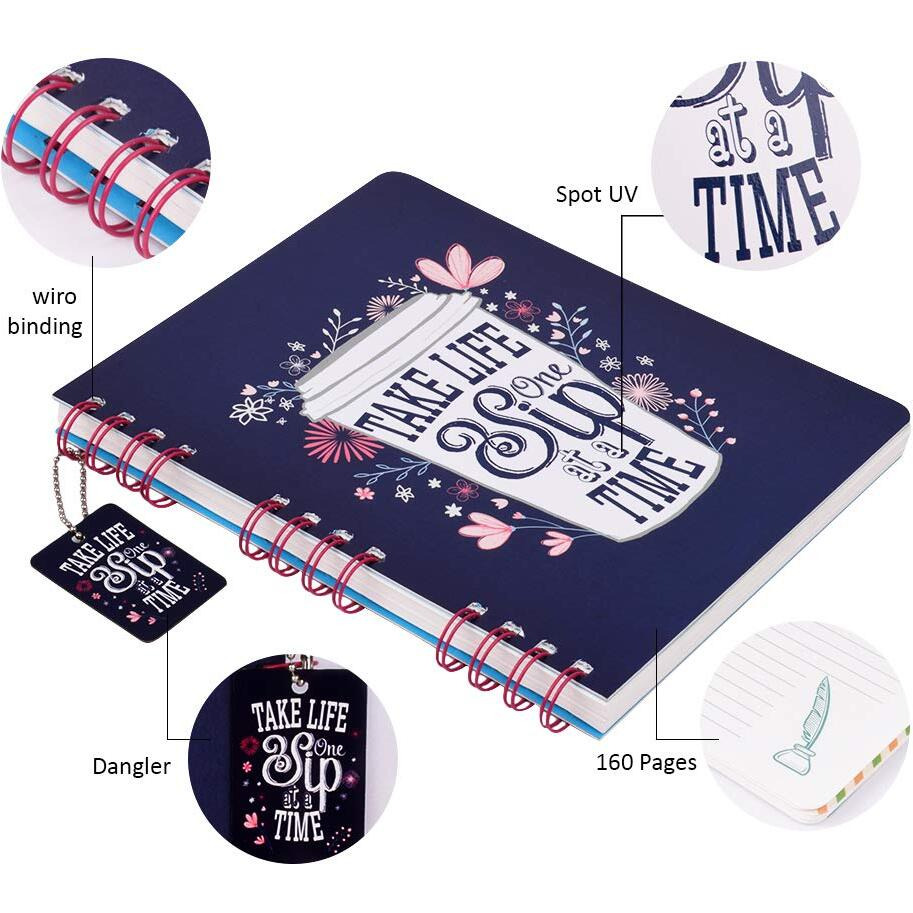 DOODLE Hard Bound Spiral Notebook Diary with Bookmark Dangler and Sticker Pages I B5 I Undated I 160 Ruled Pages I 80 GSM (Morning Glory)