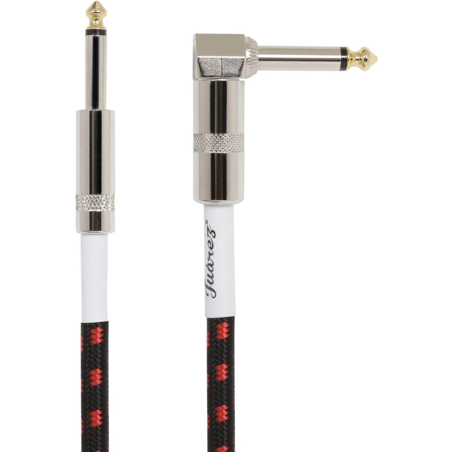 JUAREZ JAG130RD instrument cable electric bass guitar cable right-angled guitar cable professional noise protection 6.3mm 1/4 inch for guitar bass keyboards amps (3m Red)