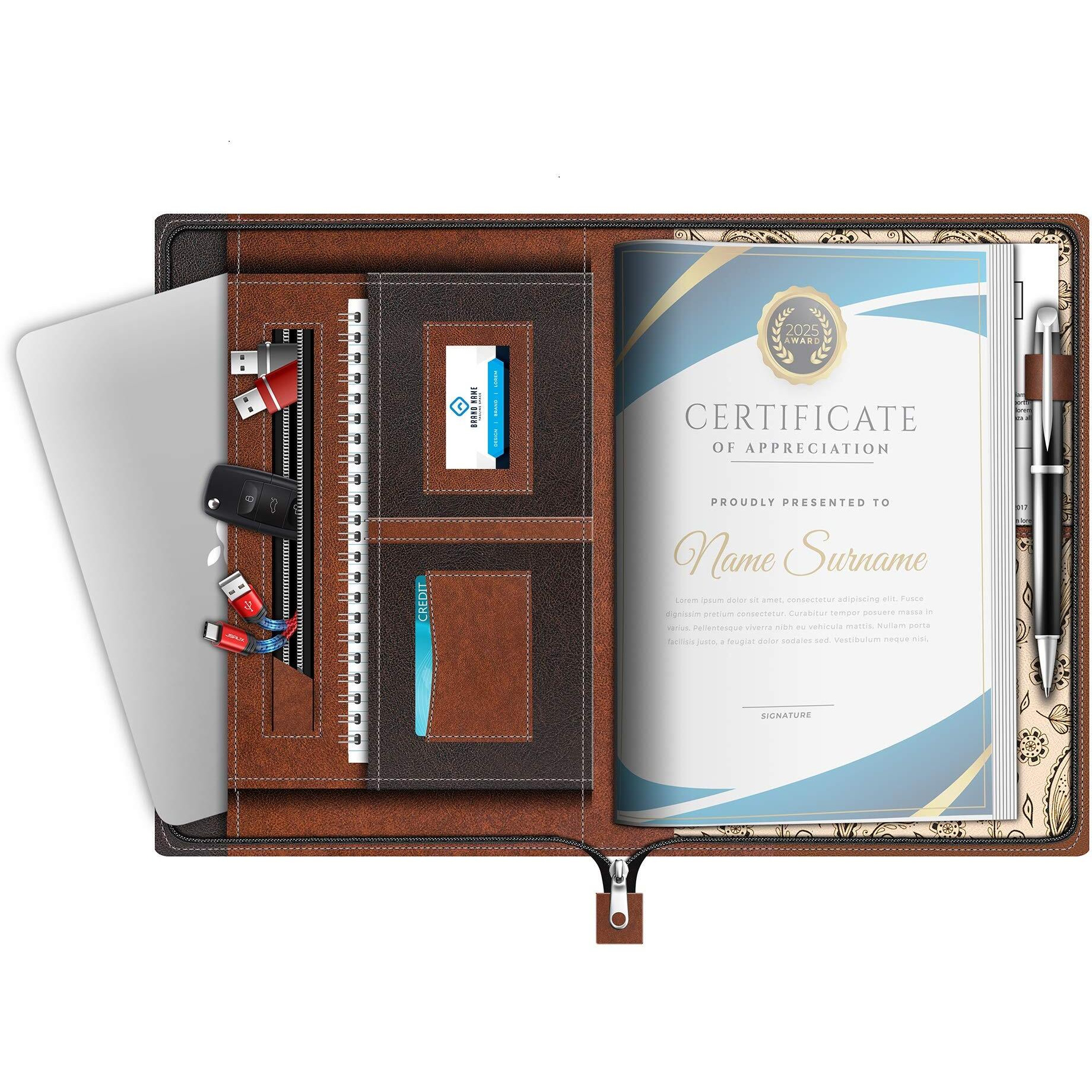 FEDUS Multipurpose Leatherette Professional File Folders for Certificates,Documents Holder,Document Bag,Portfolio,Executive File Legal Size Documents Holder with 20 Leafs for Men and Women,Pack of 1