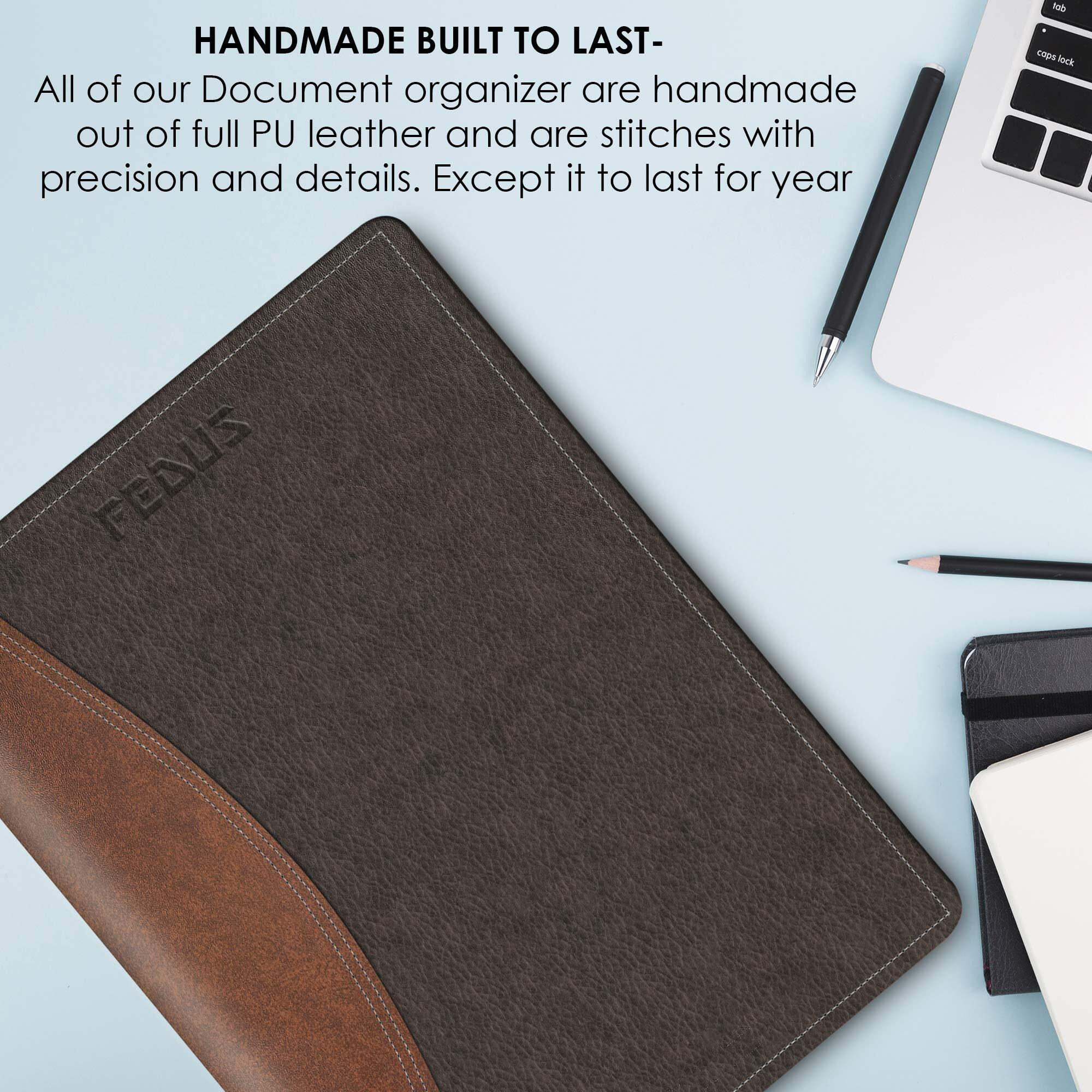 FEDUS Multipurpose Leatherette Professional File Folders for Certificates,Documents Holder,Document Bag,Portfolio,Executive File Legal Size Documents Holder with 20 Leafs for Men and Women,Pack of 1