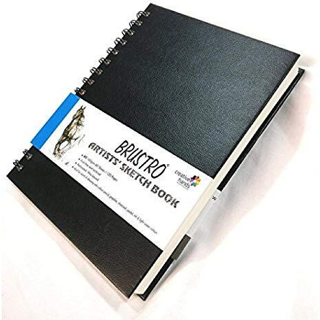 BRUSTRO Artists Wiro Bound Sketch Book| Spiral | A4 Size, 120 Pages, 160 GSM| Ideal for Students and Adults,Home, School, Students, Beginners, Professional Drawing, Sketching, Mandala Art