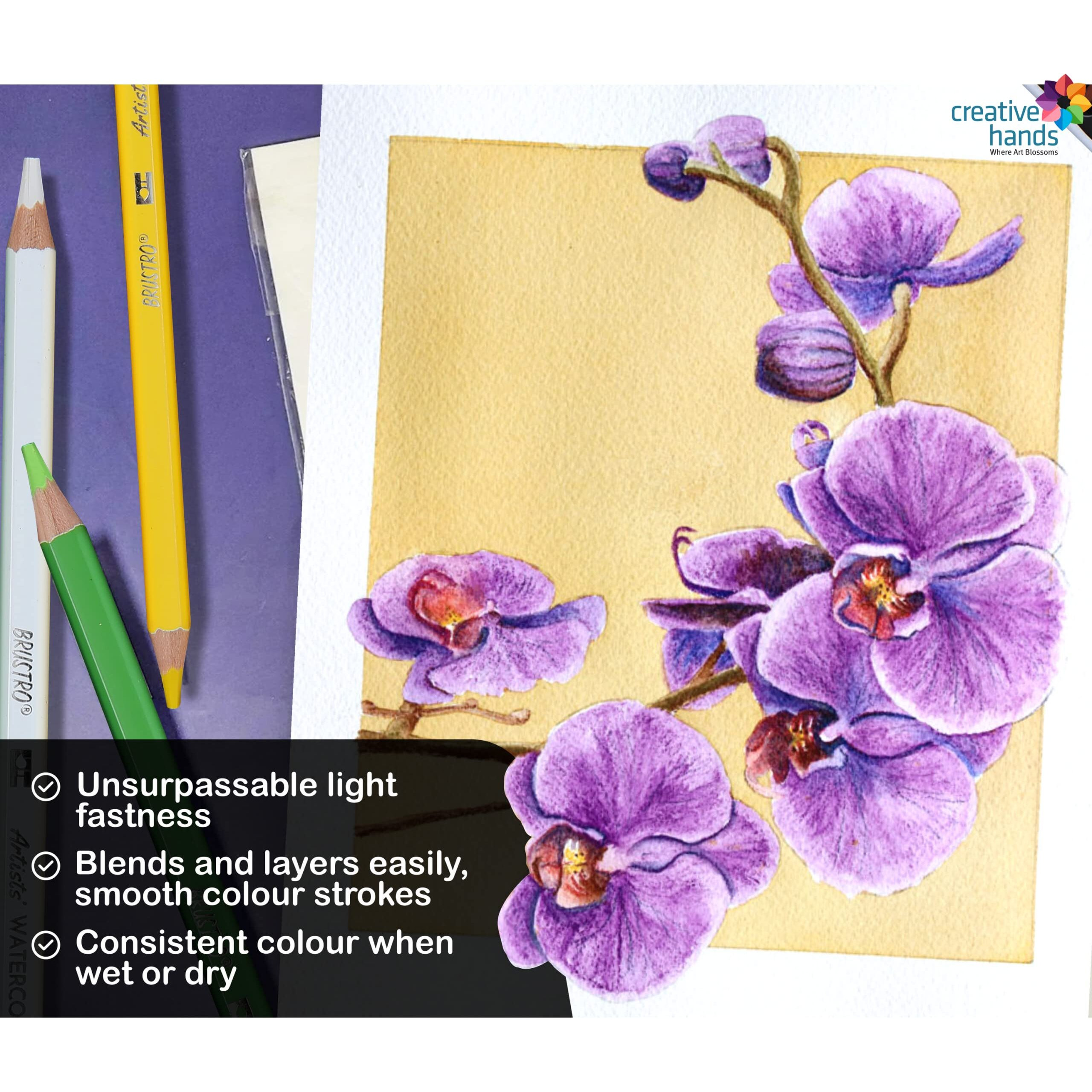 BRUSTRO Artists Watercolour Pencils | Set of 72 Colors in Elegant tin Box |4mm Leads, Non-toxic, Break-resistant, Bold Strokes, Suitable for Blending, Layering