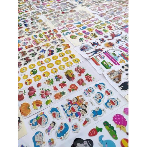 Eclet Wall Cartoon Puffy 3D PVC Cute Mix Stickers Funny for Kids On Gifts (20 Sheet), Removable, 12 x 12 x 12 cms