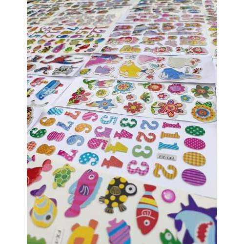 Eclet Wall Cartoon Puffy 3D PVC Cute Mix Stickers Funny for Kids On Gifts (20 Sheet), Removable, 12 x 12 x 12 cms