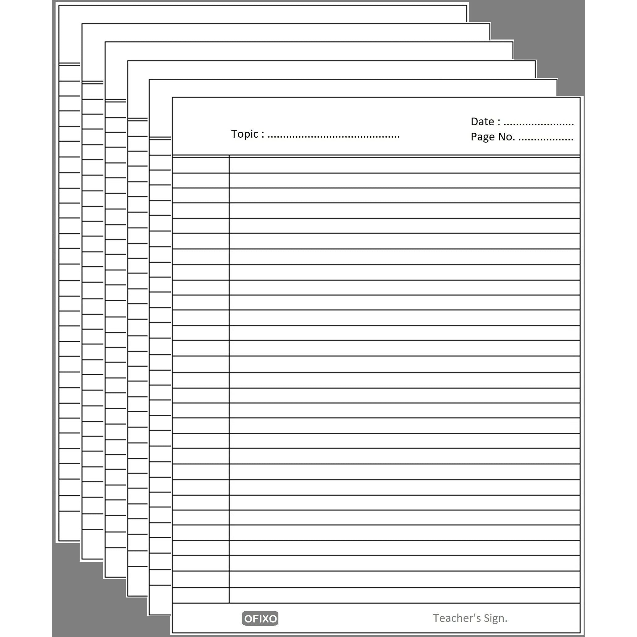 OFIXO A4 Size Both Side Ruled Sheet for Project/Practical/Homework (Pack of 100 sheets) (Model Number OFX_RULD100)
