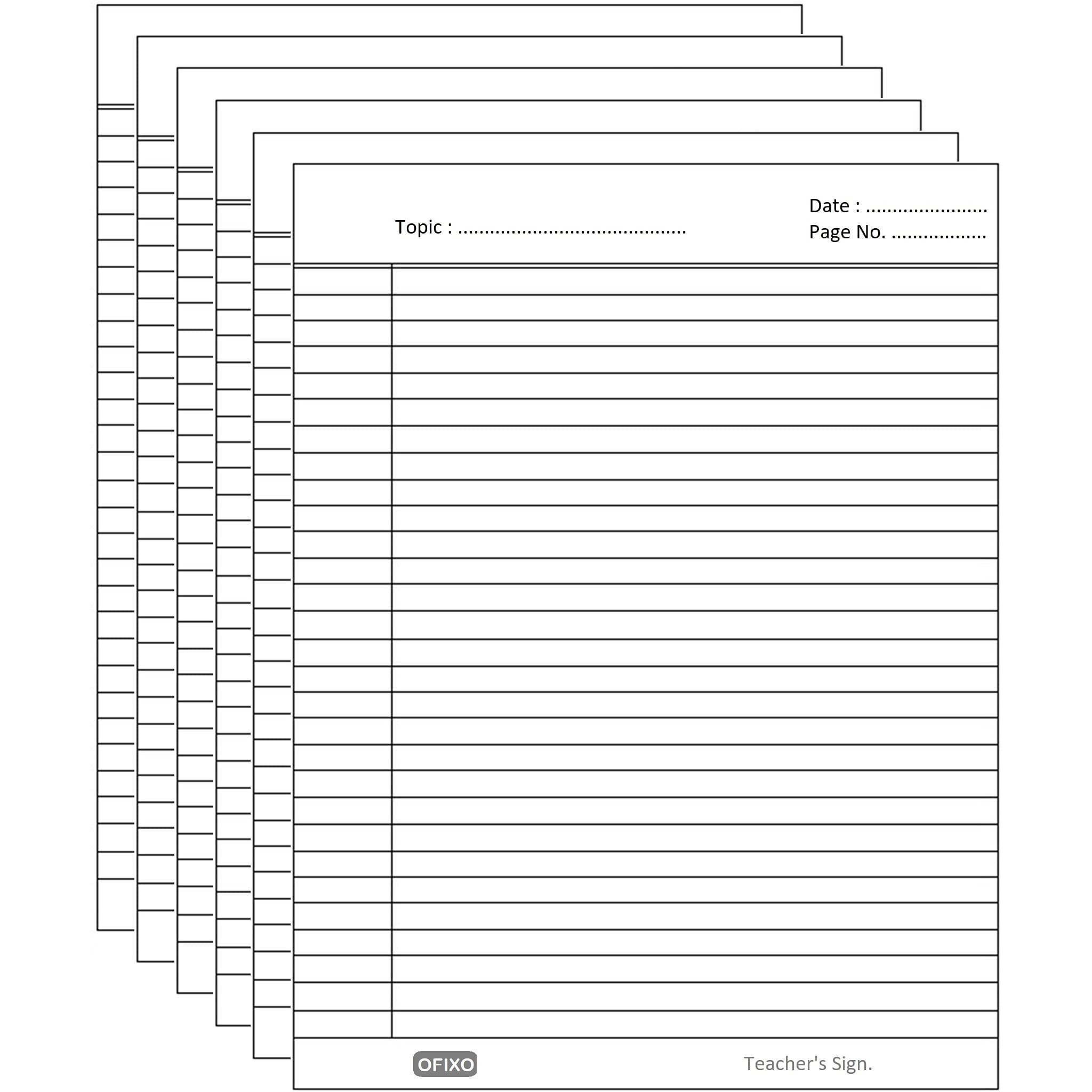 OFIXO A4 Size Both Side Ruled Sheet for Project/Practical/Homework (Pack of 100 sheets) (Model Number OFX_RULD100)