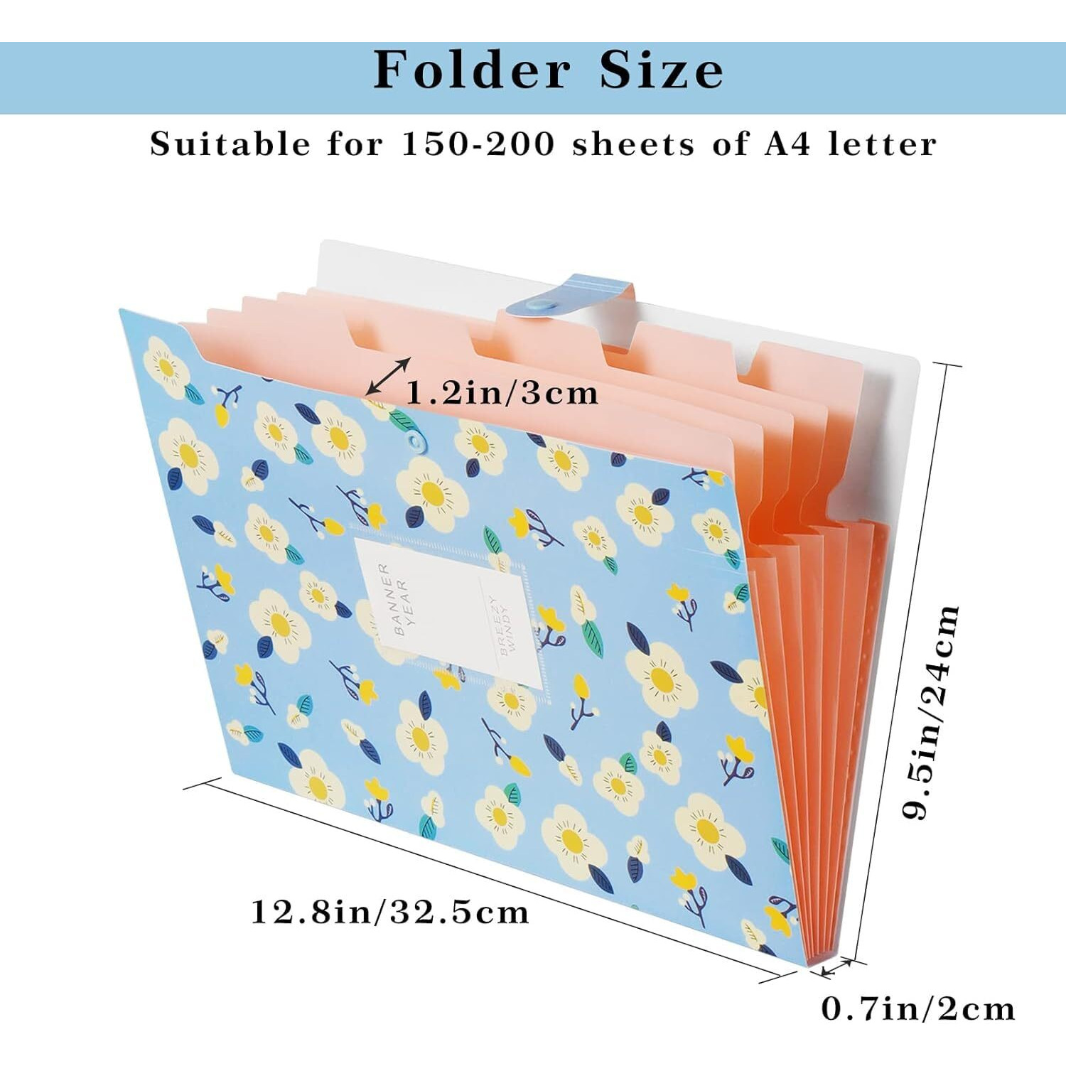 Corslet Certificate Expanding File Folders for Documents Large Size A4 Paper Holder Organizer School Office Home Multicolor with 5 Pockets (2-Pack)