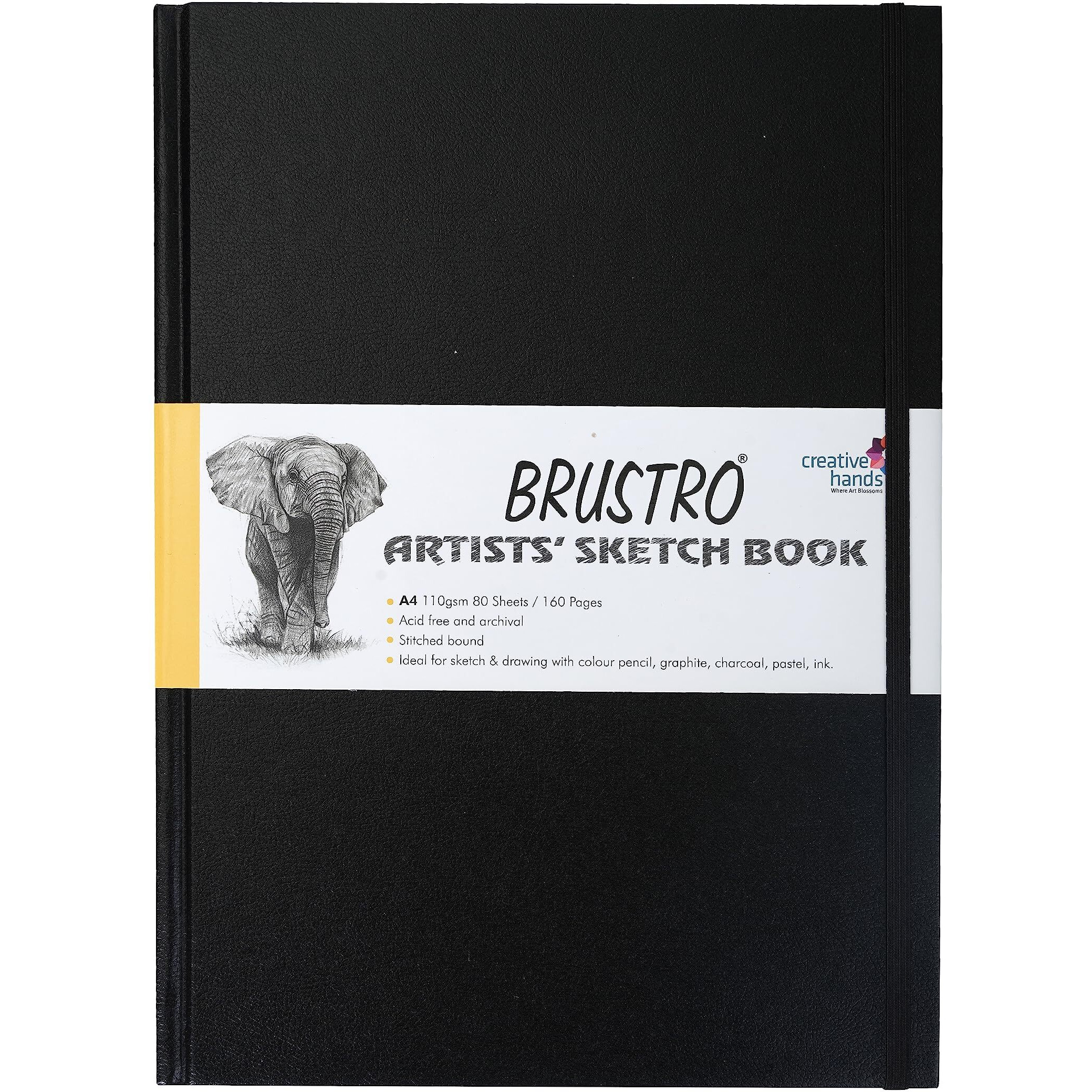 Brustro Artist's Stitched Bound Sketch Book, A4 Size, 160 Pages, 110 GSM | Ideal for Sketching, Shading, Drawing, Blending, Mandala, Fine Art, Acid Free, Portrait, Professional, Fine Art Students.