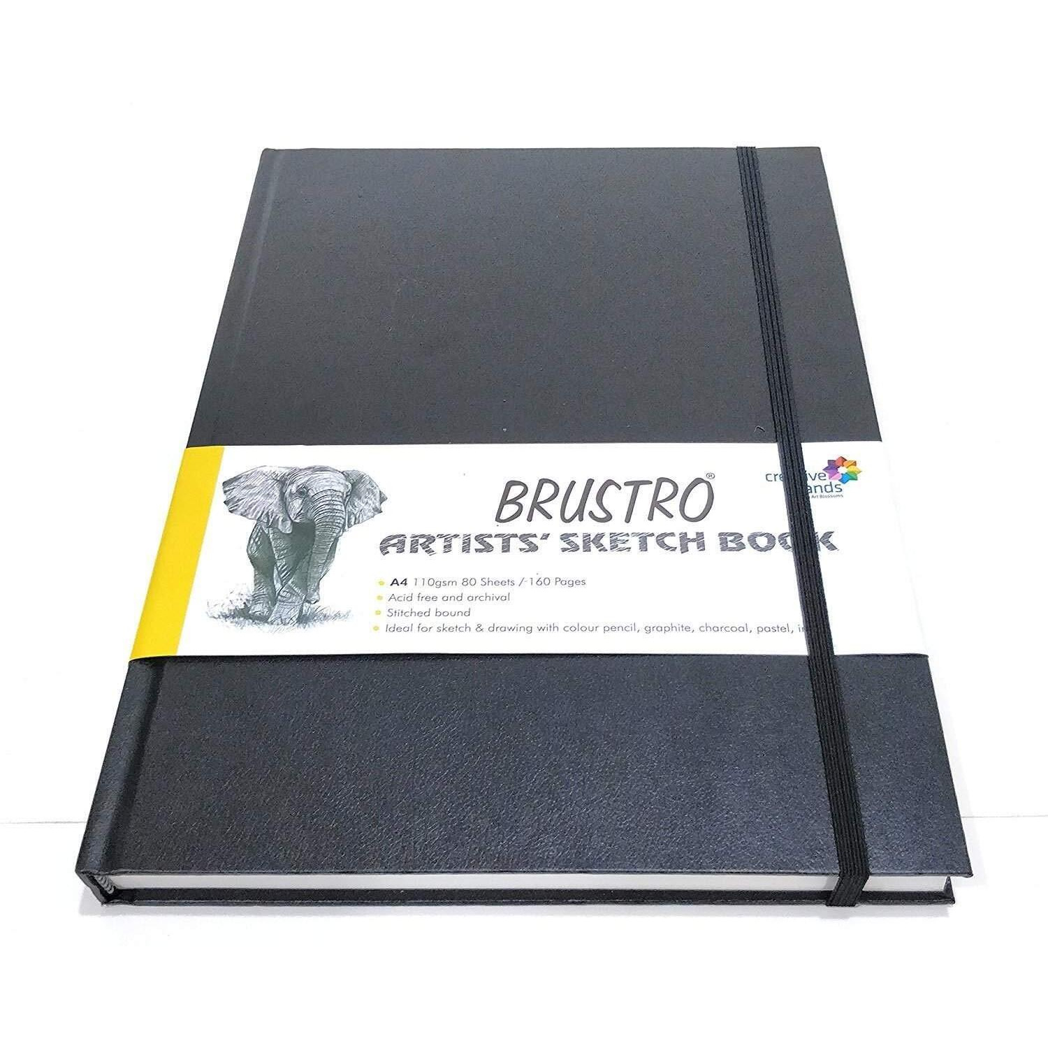 Brustro Artist's Stitched Bound Sketch Book, A4 Size, 160 Pages, 110 GSM | Ideal for Sketching, Shading, Drawing, Blending, Mandala, Fine Art, Acid Free, Portrait, Professional, Fine Art Students.