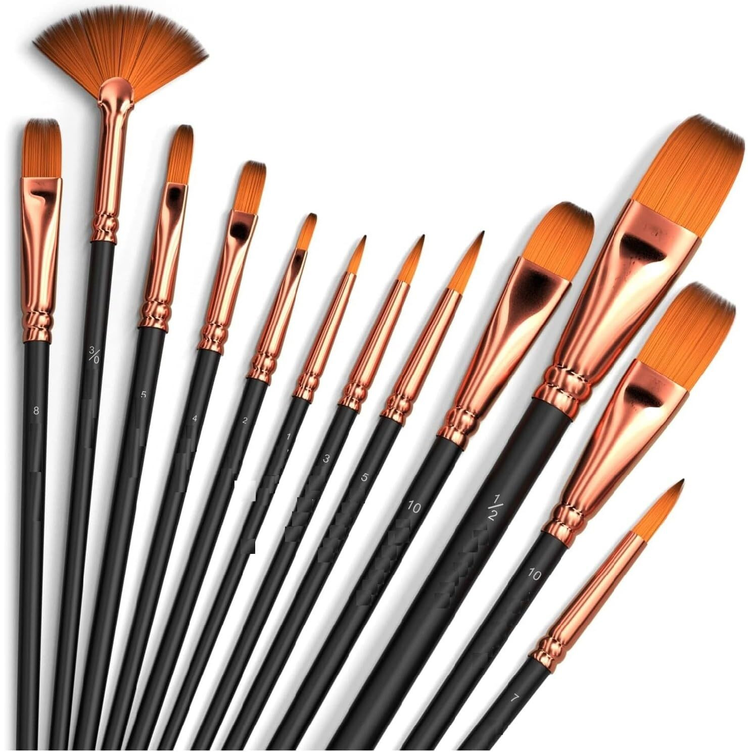 Eclet Craft Painting Brushes Set of 12 Professional Round Pointed Tip Nylon Hair Artist Acrylic Paint Brush for Acrylic/Watercolor/Oil Painting(B)