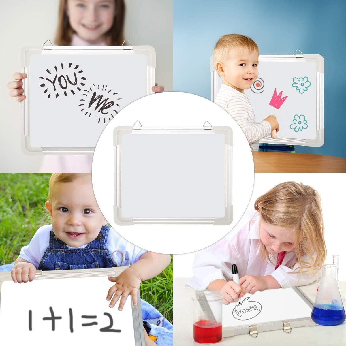 ECLET Alloy Steel, Aluminium Non Magnetic 1.5 X 2feet Double Sided White Board and Chalk Board Front Side whiteboard Marker Surface and Back Side Chalkboard Surface (1.5 X 2)