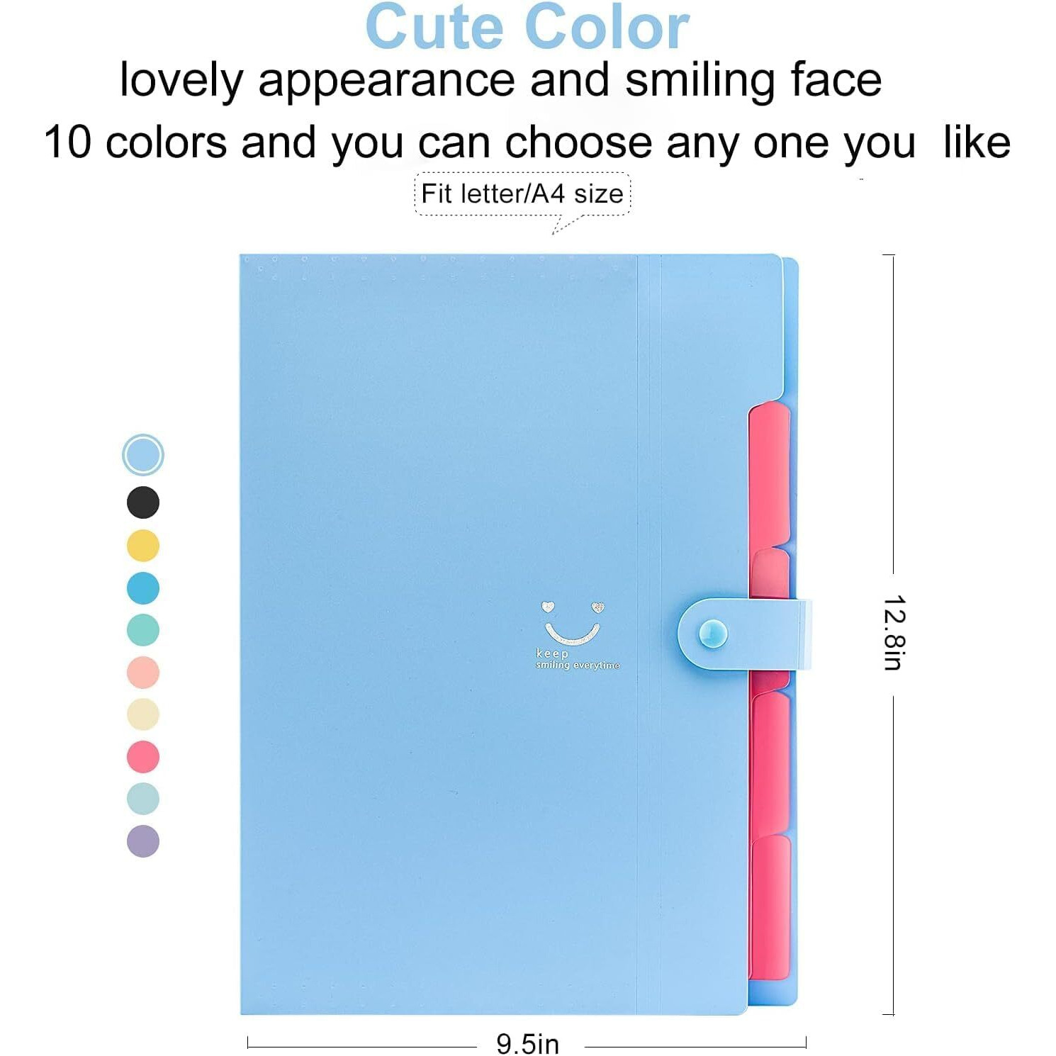 Corslet File Folders for Documents A4 Letter Size, 5 Pocket Certificate File Organiser Document Organizer Bag Expanding File Folder Portable File Organizer for School Office Supplies Document Folder